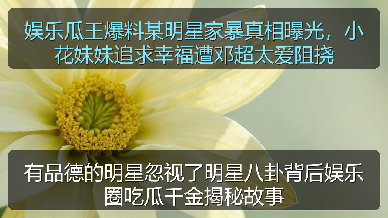 娱乐瓜王爆料某明星家暴真相曝光,小花妹妹追求幸福遭邓超太爱阻挠